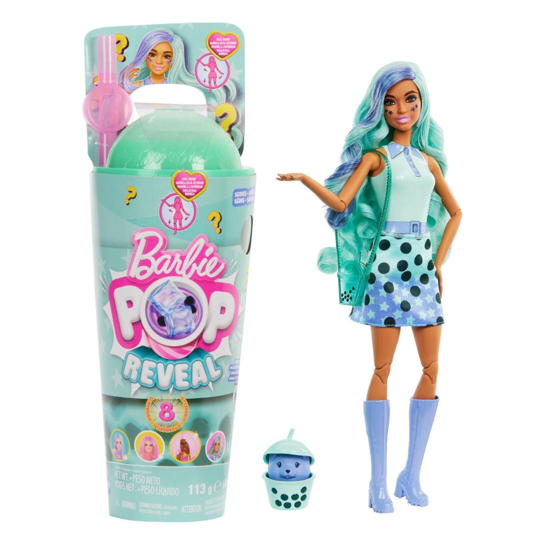 Barbie Pop Reveal Bubble Tea Series Green Tea Fashion Doll & Accessories Set With 8 Surprises, 3+ Years