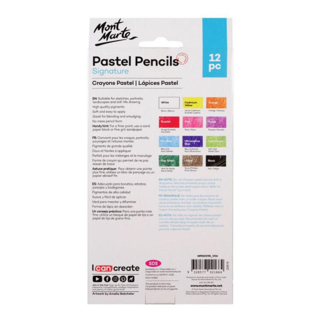 Mont Marte Pastel Pencils, 12-Pieces, MPN0098