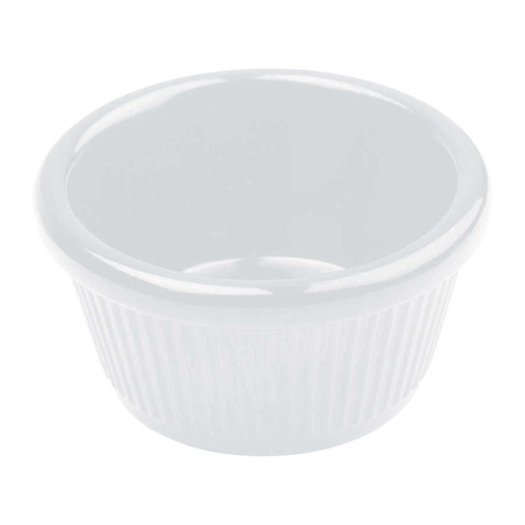 Winco Melamine Ramekin, Fluted - White