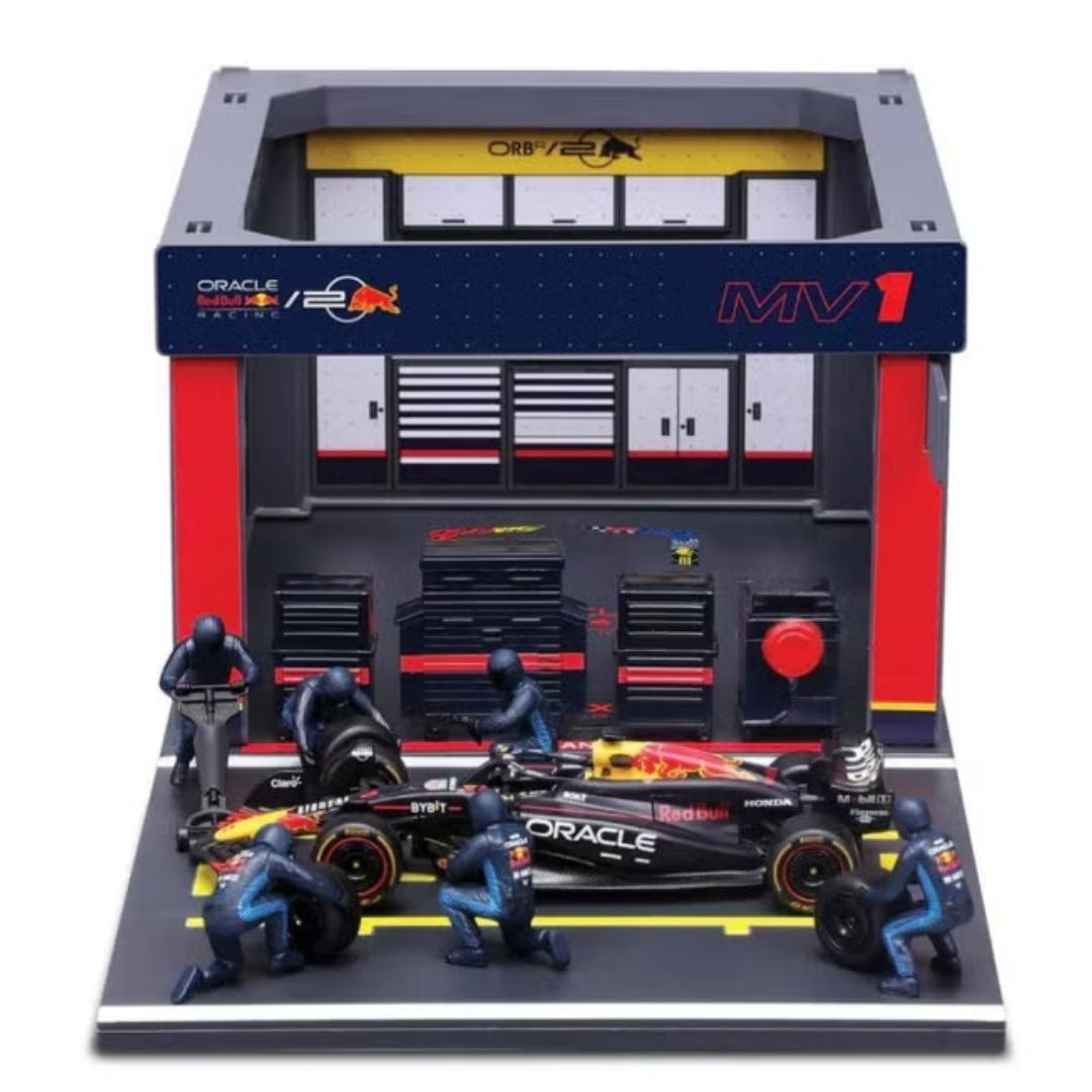 Bburago Formula One Racing, Oracle Red Bull, Racing Seasonal Livery Pit Pass Diorama Playset, 1:43