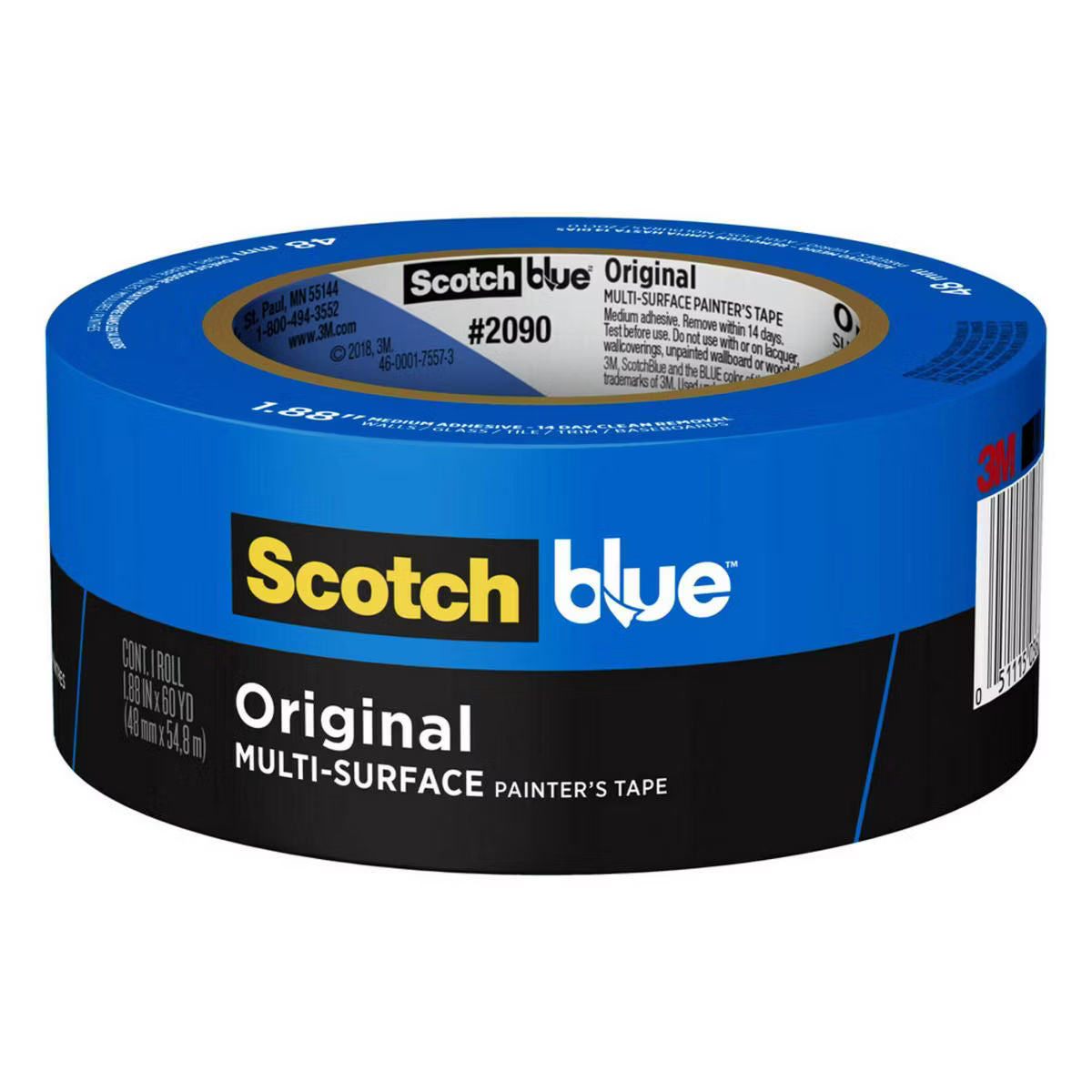 ScotchBlue™ Original Painter's Tape 2090-48NC, 48 mm x 54.8 m, Multi-Surface Paint Masking Tape with 14-Day Clean Removal