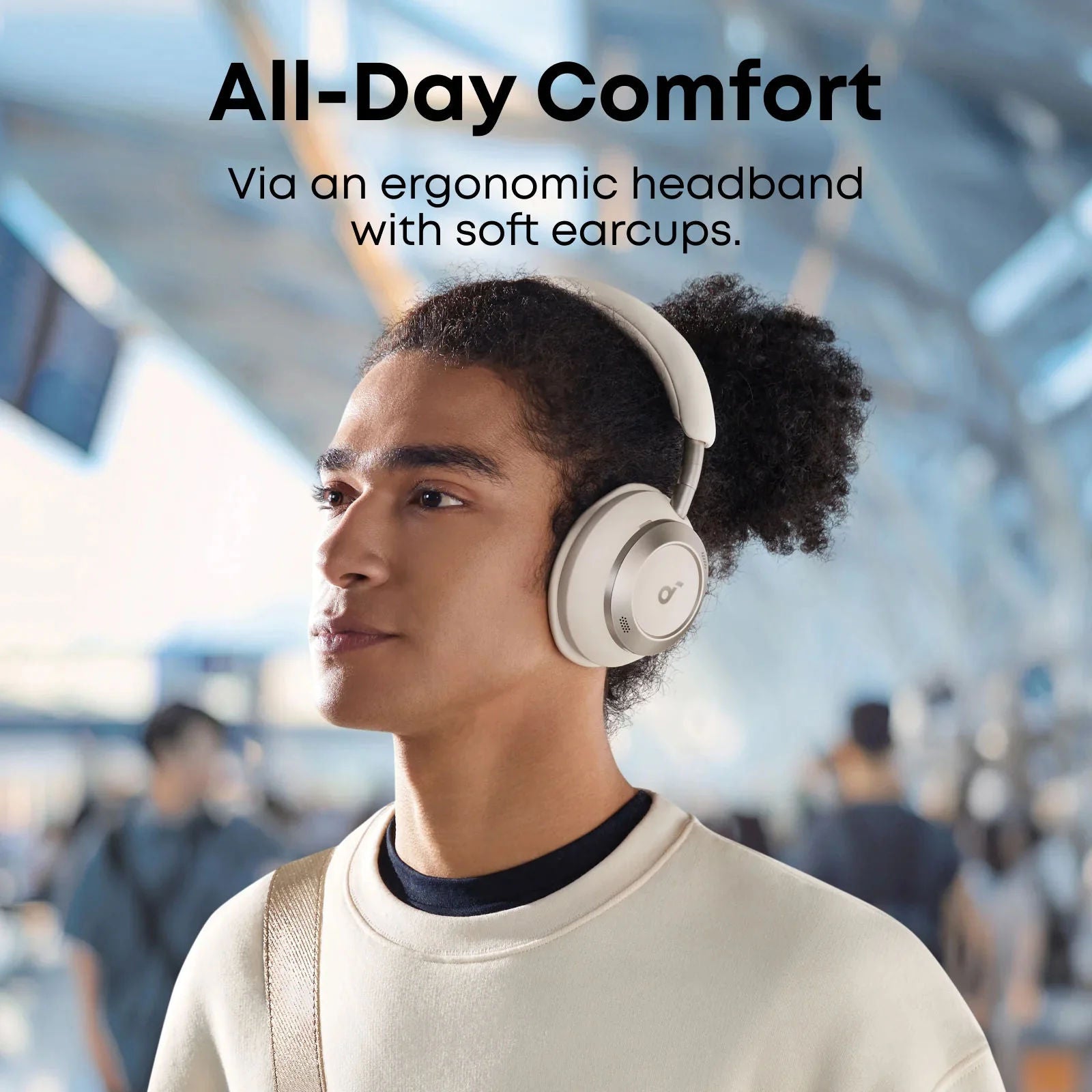 Anker Soundcore Space One Pro Wireless Headphones Adaptive ANC 3.0, Hi-Res Audio, 60H Playtime, Cream White, A3062H21