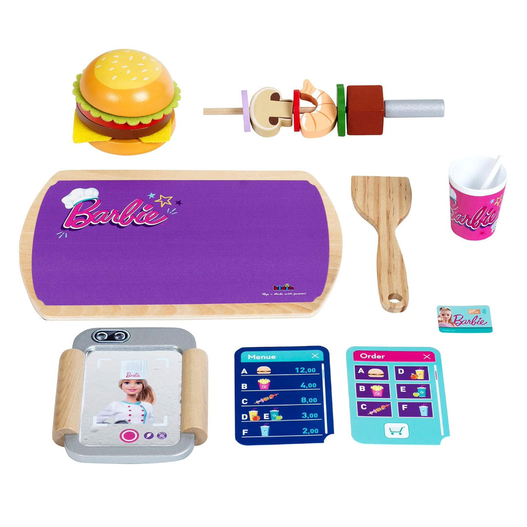 Barbie Restaurant Bistro Wooden Kitchen Playset, MDF, 94x32x106cm, 3+ Years
