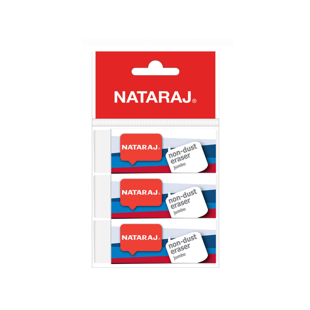 Nataraj Jumbo Non-Dust Erasers, 3 Piece Pack
