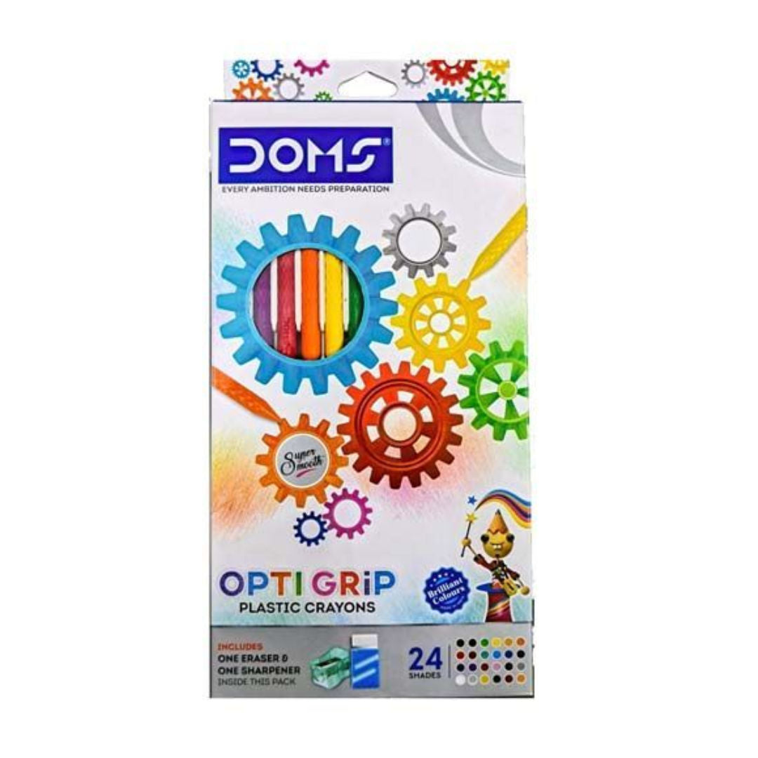 DOMS 24 Opti Grip Plastic Crayon