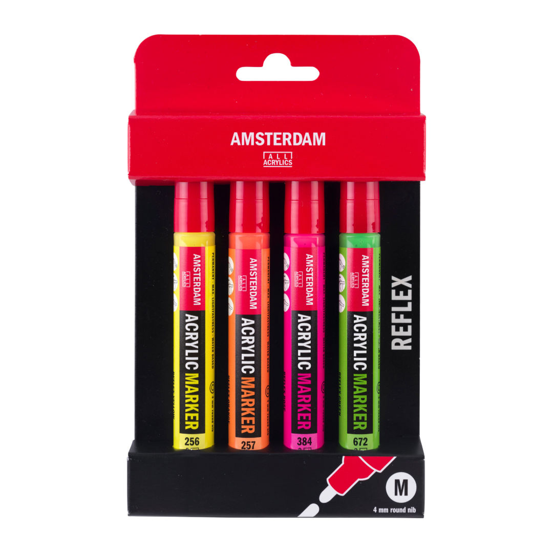 Amsterdam 4-Pieces Acrylic Marker Set, 4mm Nib