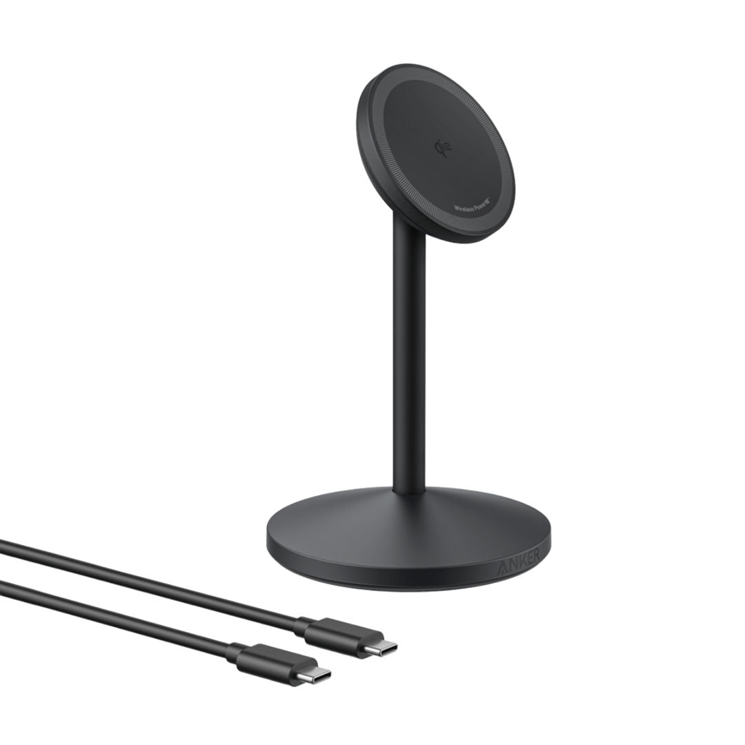 Anker MagGo Qi2 Wireless Charger Stand, 15W Magnetic Fast Charging, 360° Adjustable Stand for iPhone & AirPods