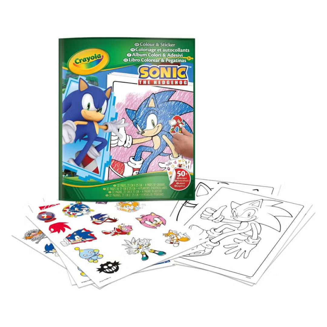 Crayola SONIC THE HEDGEHOG, Colour & Sticker Book, Paperback