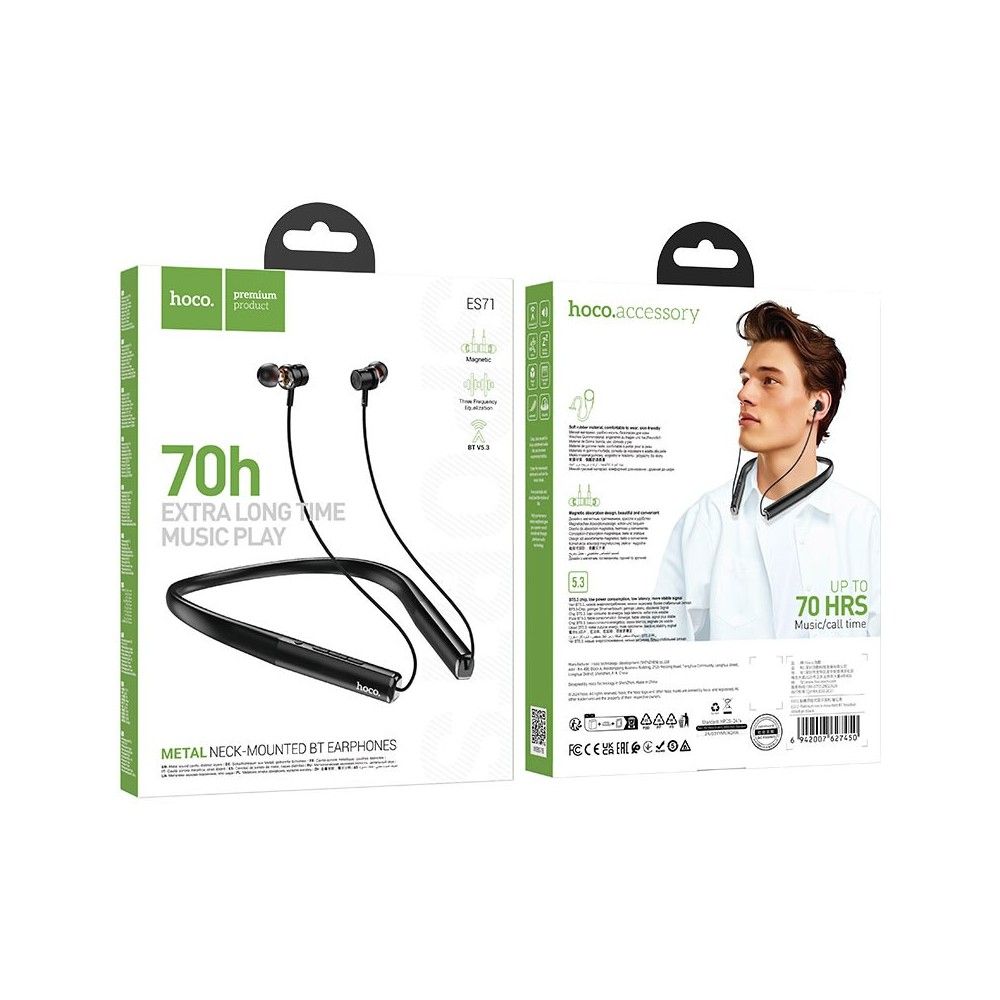 Hoco ES71 Platinum Neck-Mounted BT Earphone, Black