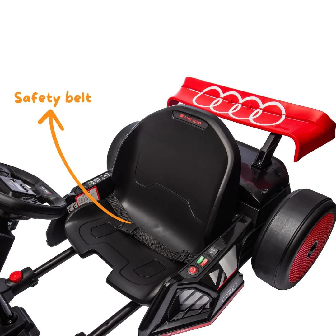 Audi Sport Drifting Ride-On Go Kart, 24V, Red, For Ages 4+ Years to 12+ Years