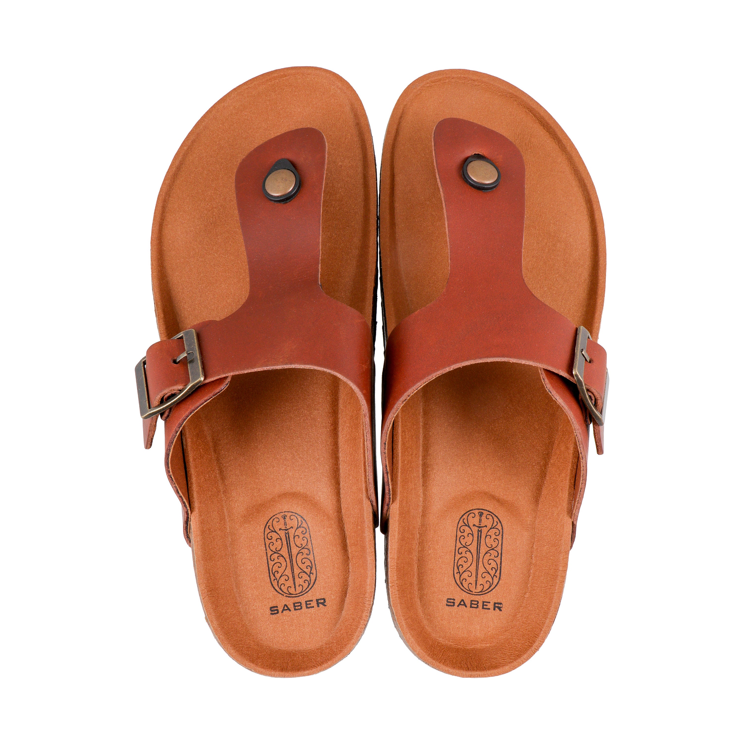 SABER BIRK -1 Men's Genuine Leather Sandals with Cork-Latex Footbed & EVA Sole