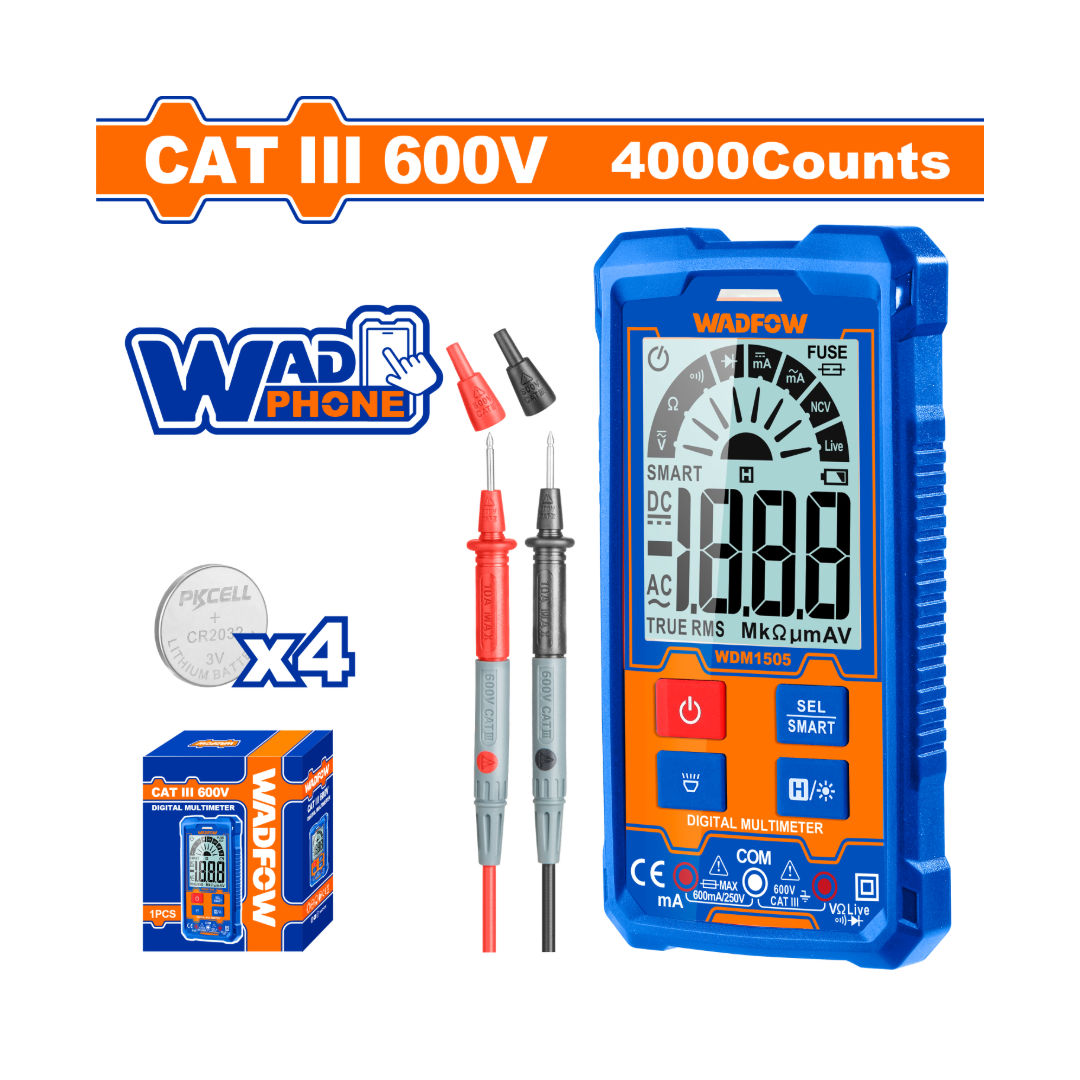 WADFOW Digital Multimeter, AC/DC Voltage, Auto Range
