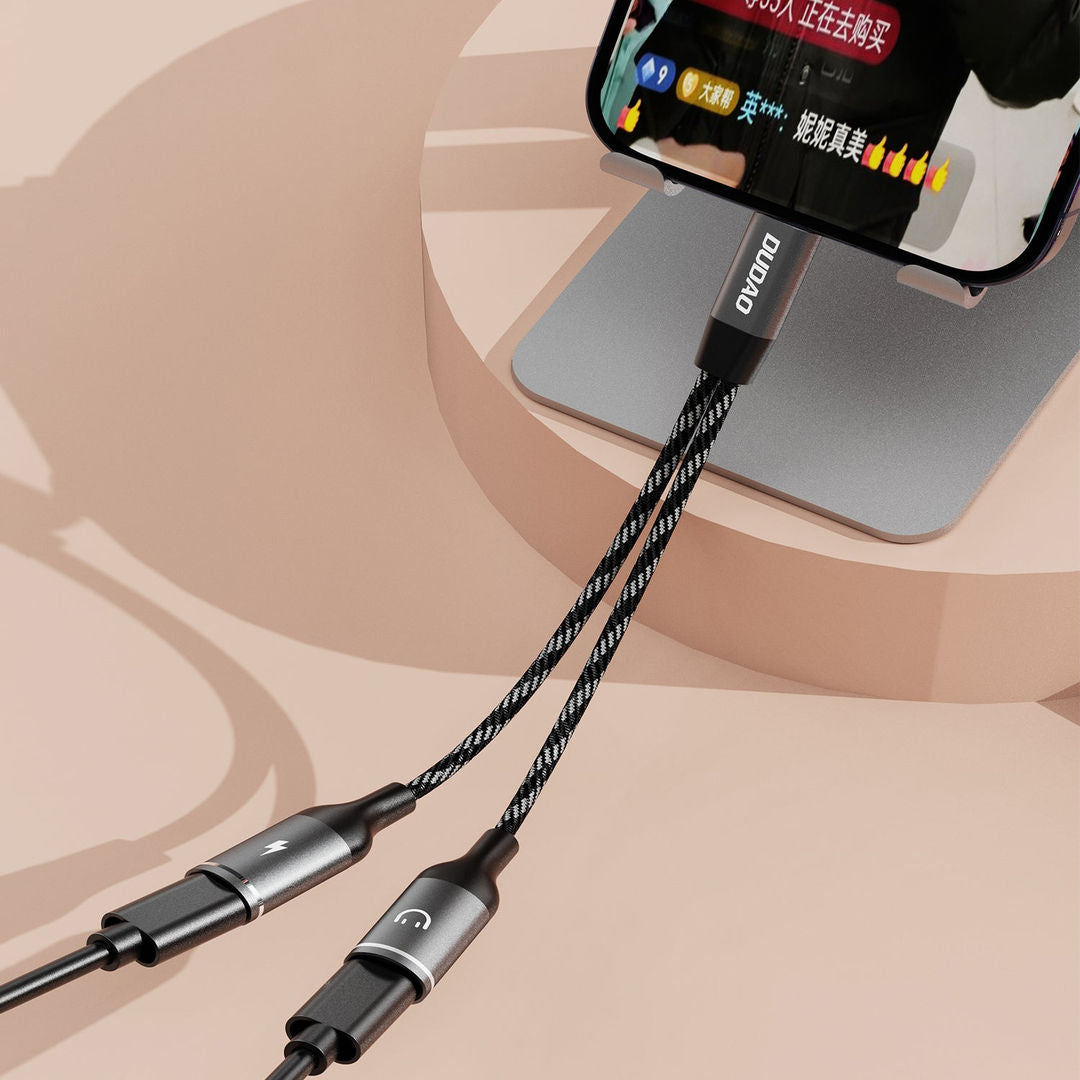 DUDAO L13C+ Aluminium Alloy Braided Charging Cable 2IN1 Cable USB-C TO Cx2