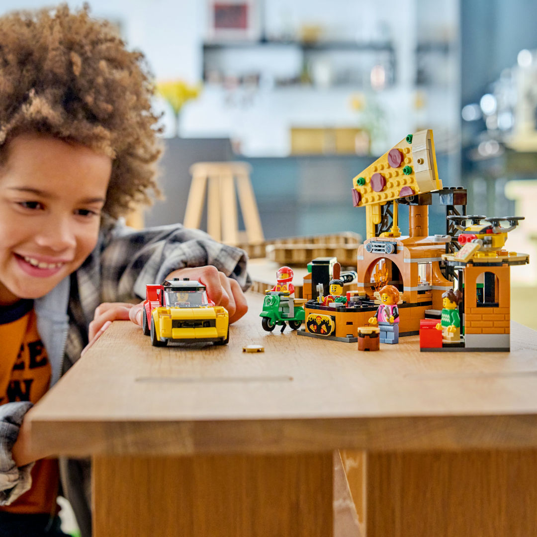 LEGO City Pizza Delivery Experience with Vehicles Toy Set, For Age 6+ Years