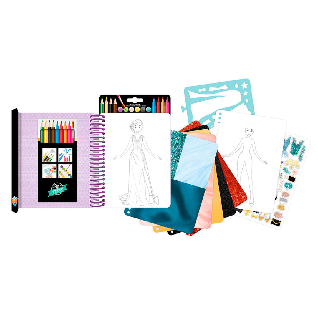 Buki France Be Teens Evening Dresses Sketchbook with Art Tools, (28 Pages)