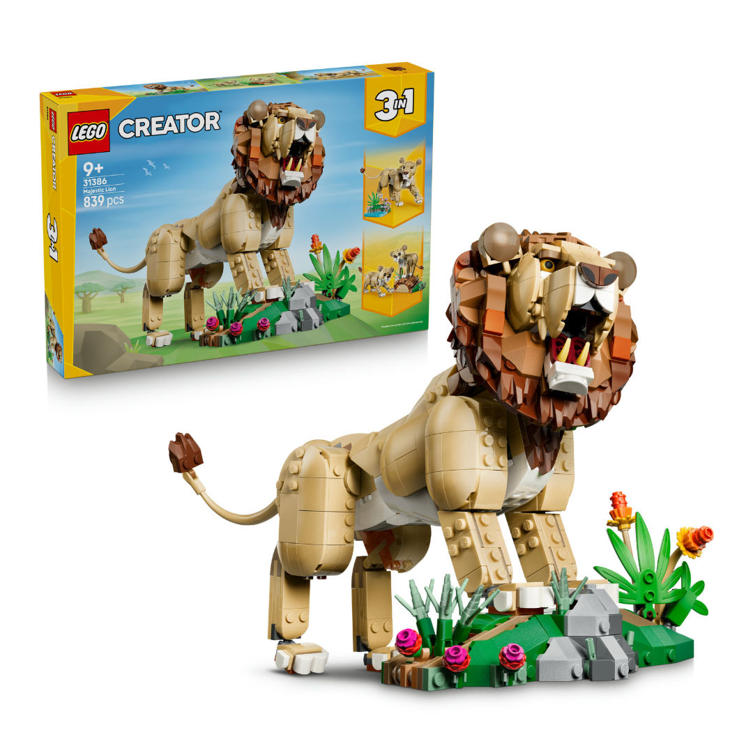 LEGO Creator 3-in-1 Wild Animals Majestic Lion Building Toy Set, For Age 9+ Years