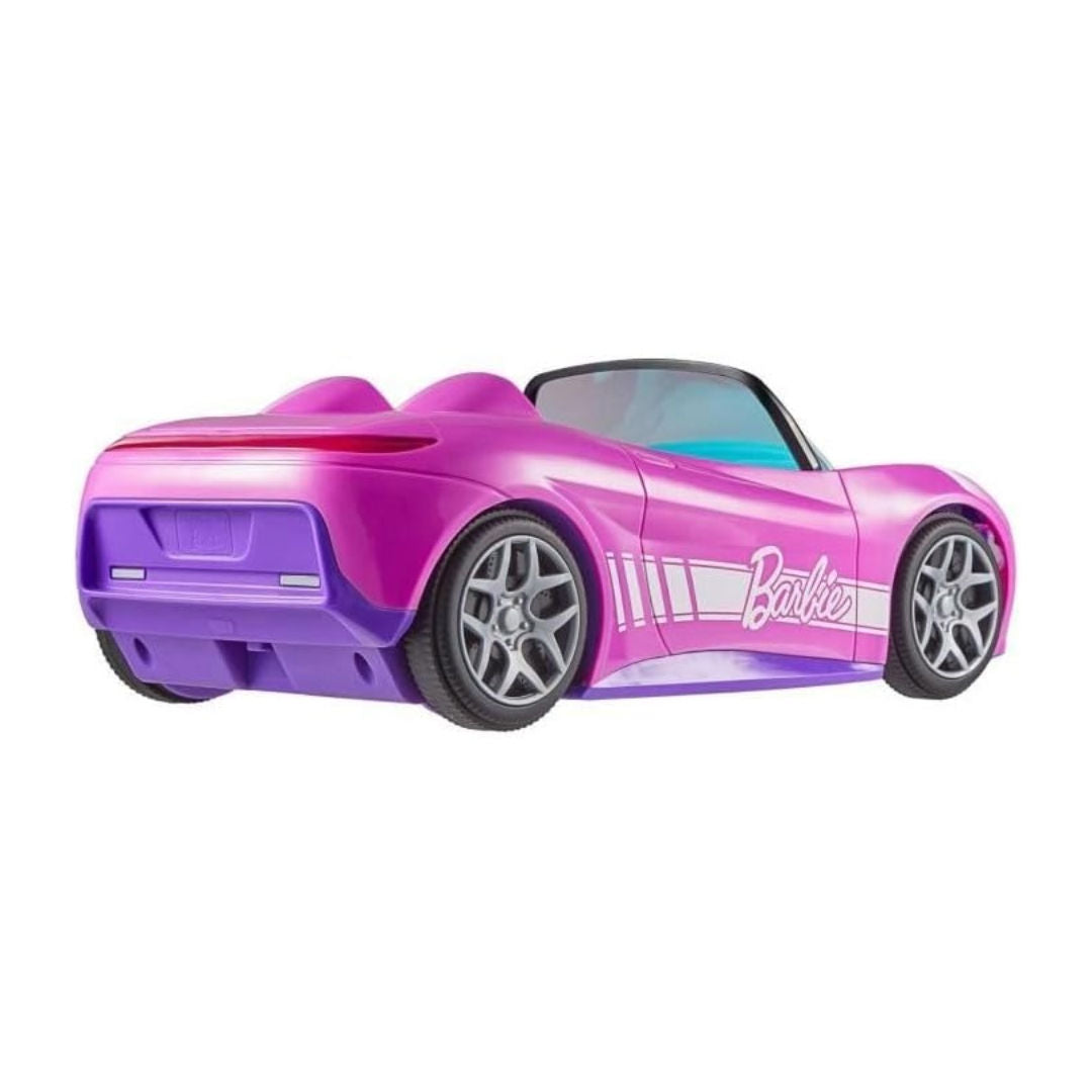 Hot Wheels RC Barbie Convertible, Battery-Powered Remote-Control Toy Car, Fits 2 Barbie Dolls