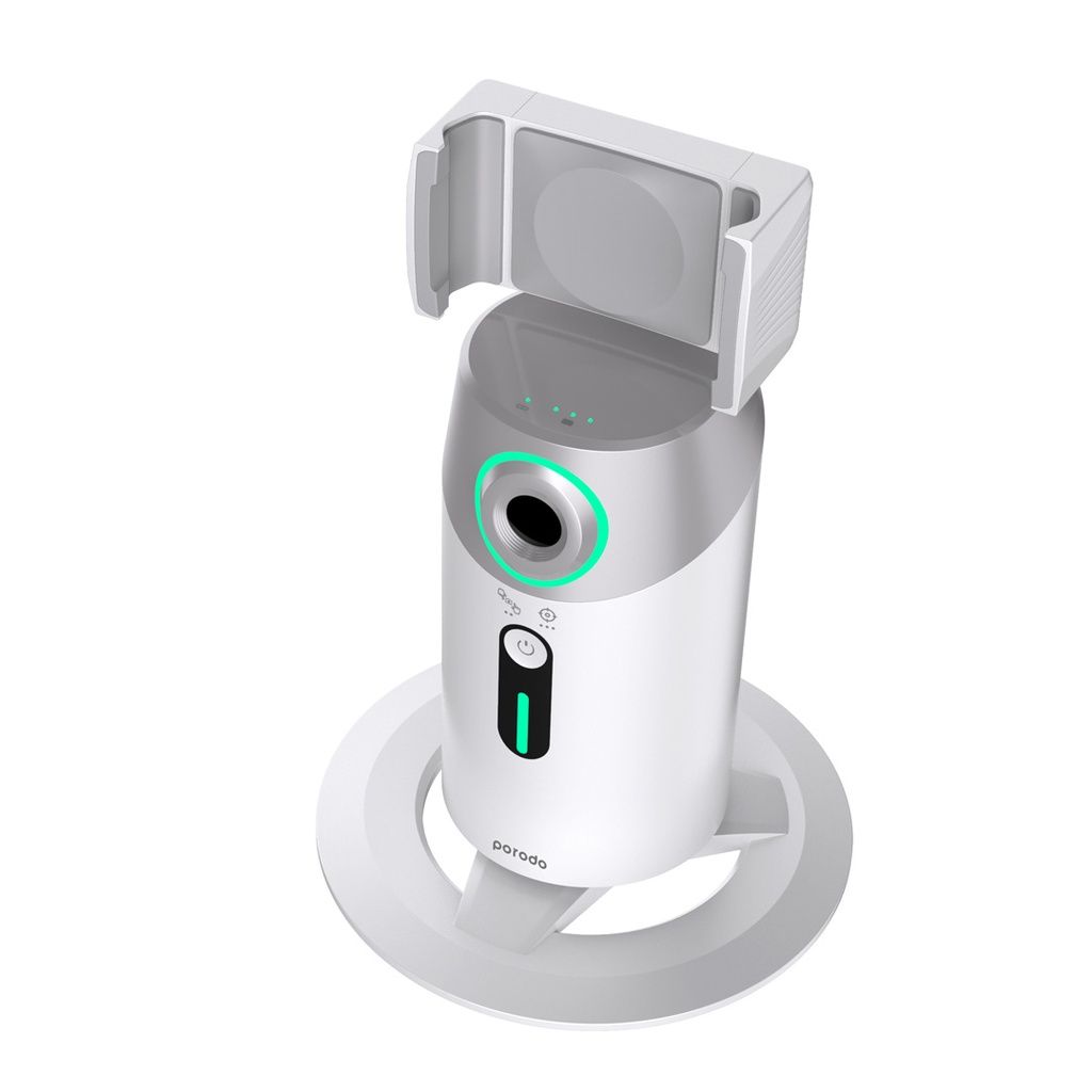 Porodo Gimbal with AI Face Tracking, Gesture Recognition & Remote Controller, PD-GAIFTGR-WH, White