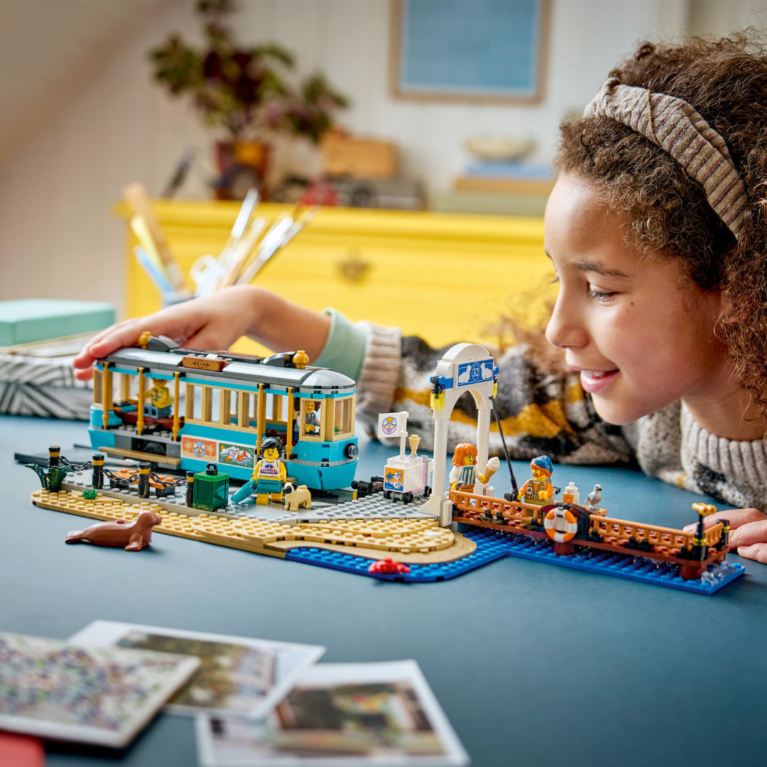 LEGO City Classic Beach Tram Building Toy Set, For Age 7+ Years