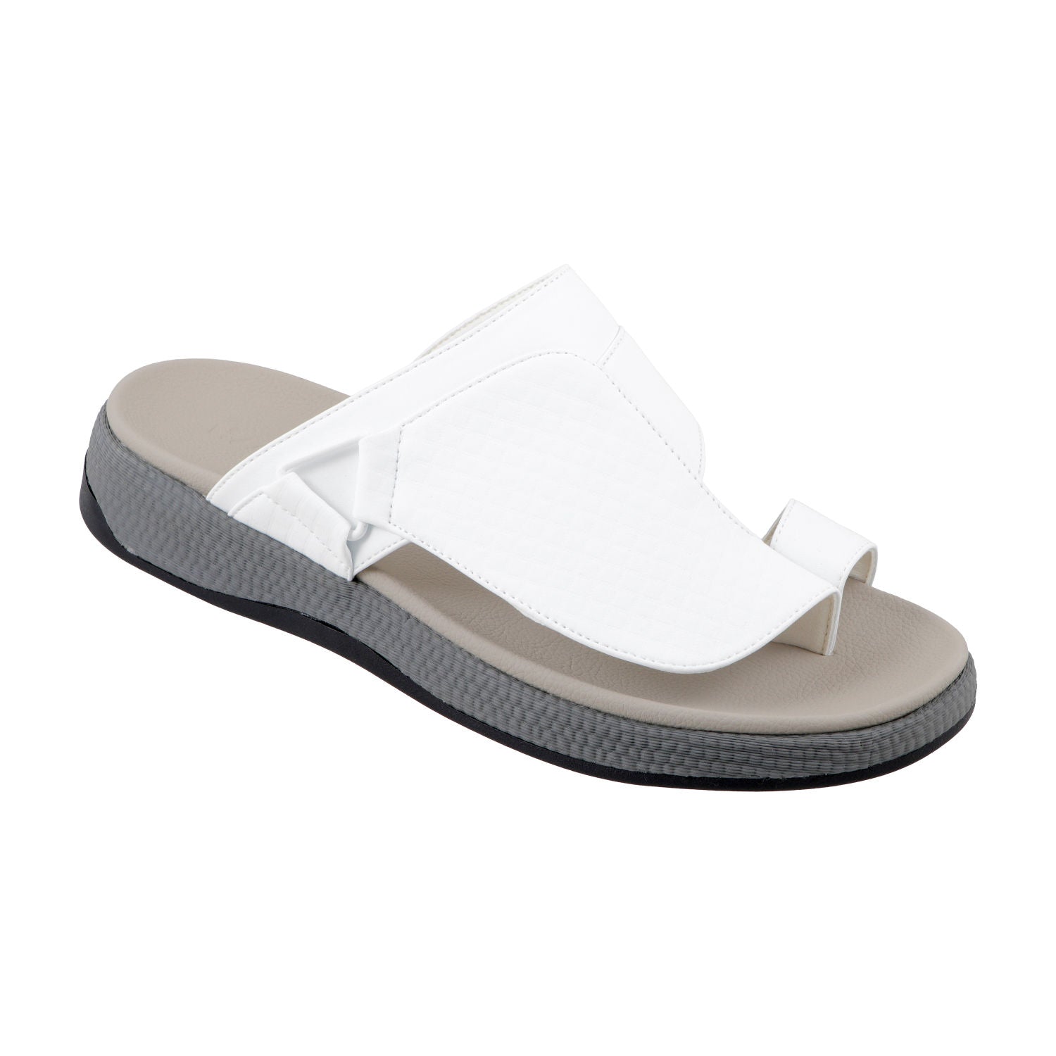 AL FANOOS Men's Arabic Style Sandals with PU Leather Upper, EVA Cushioning & TPR Sole, AFNMN0000908WHT