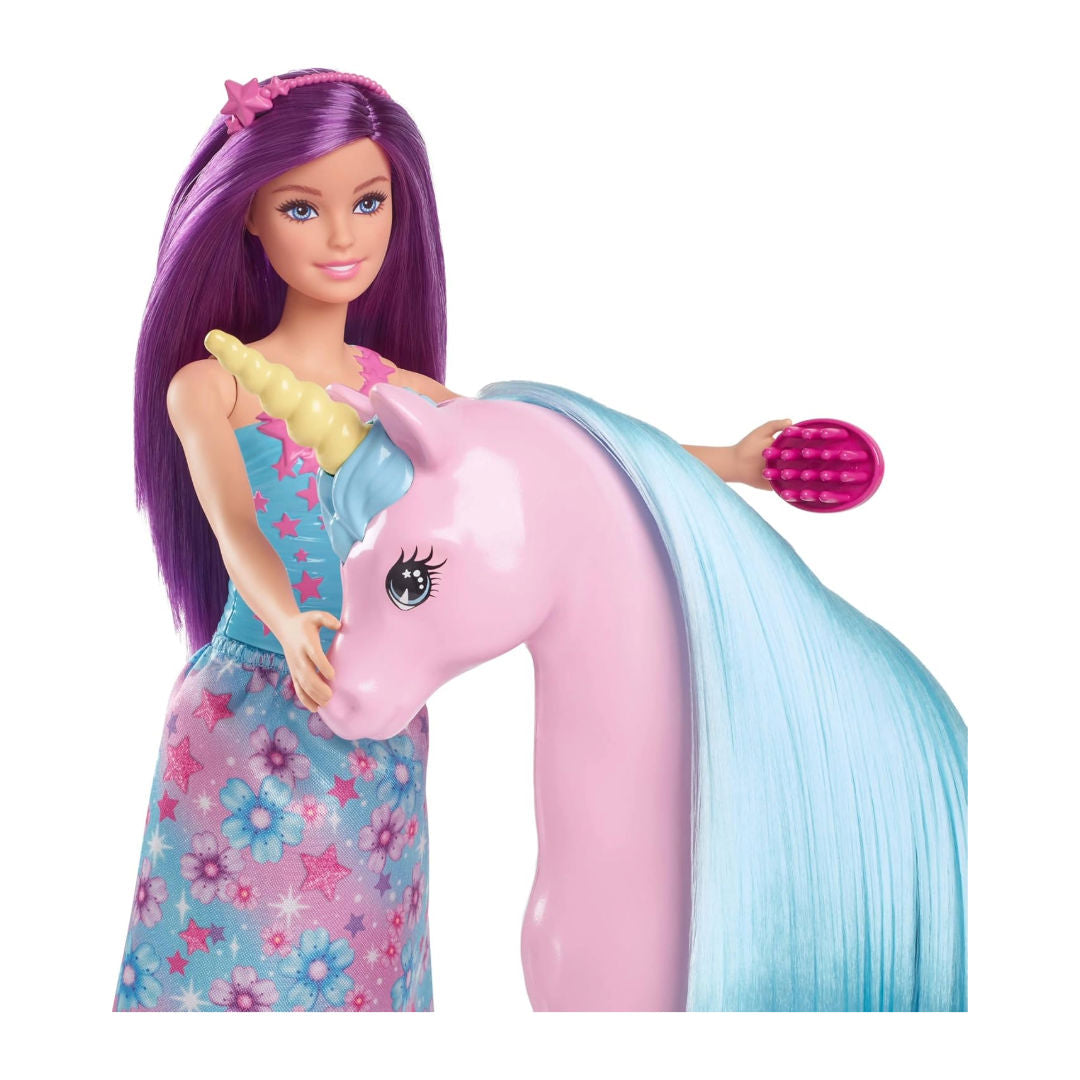 Barbie Unicorn Doll Set, Barbie Doll with Magical Unicorn Companion
