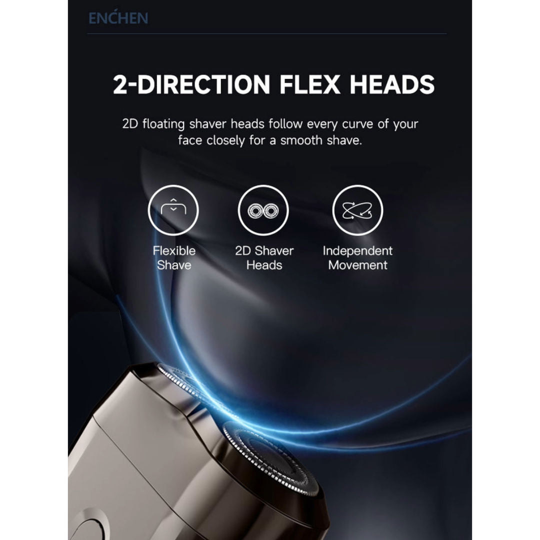 ENCHEN Mini 6 Portable Electric Shaver, 2-Direction Flex Heads, Self-Sharpening Blades, USB Type-C