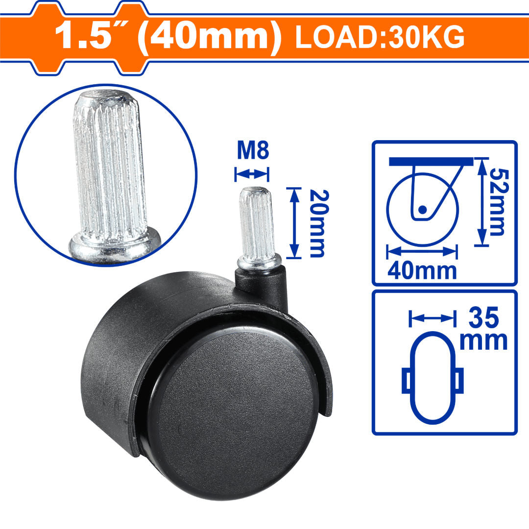 WADFOW Nylon Caster Wheels, Heavy-Duty PA Material, Multiple Mounting Options, With / Without Brake