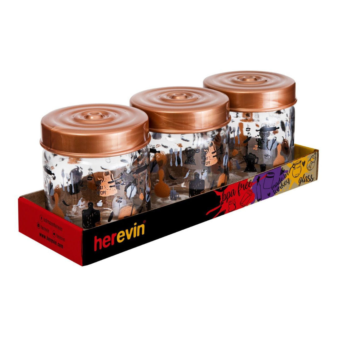 Herevin Decorated Jar Set, 3 Pieces