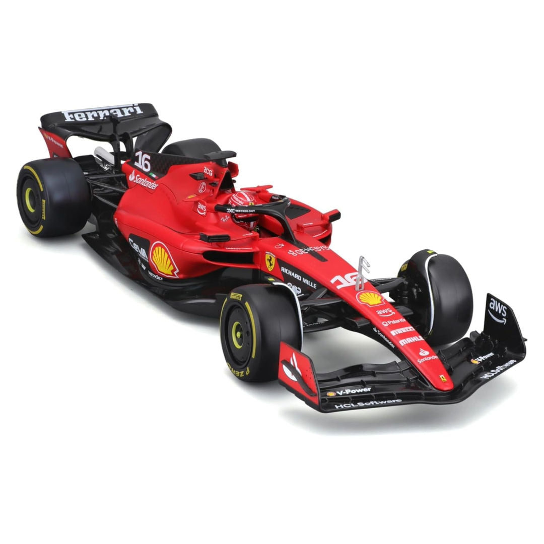 Bburago Formula 1, Racing Ferrari SF-23 #16, Charles Leclerc Die-Cast Car, Red, 1:18