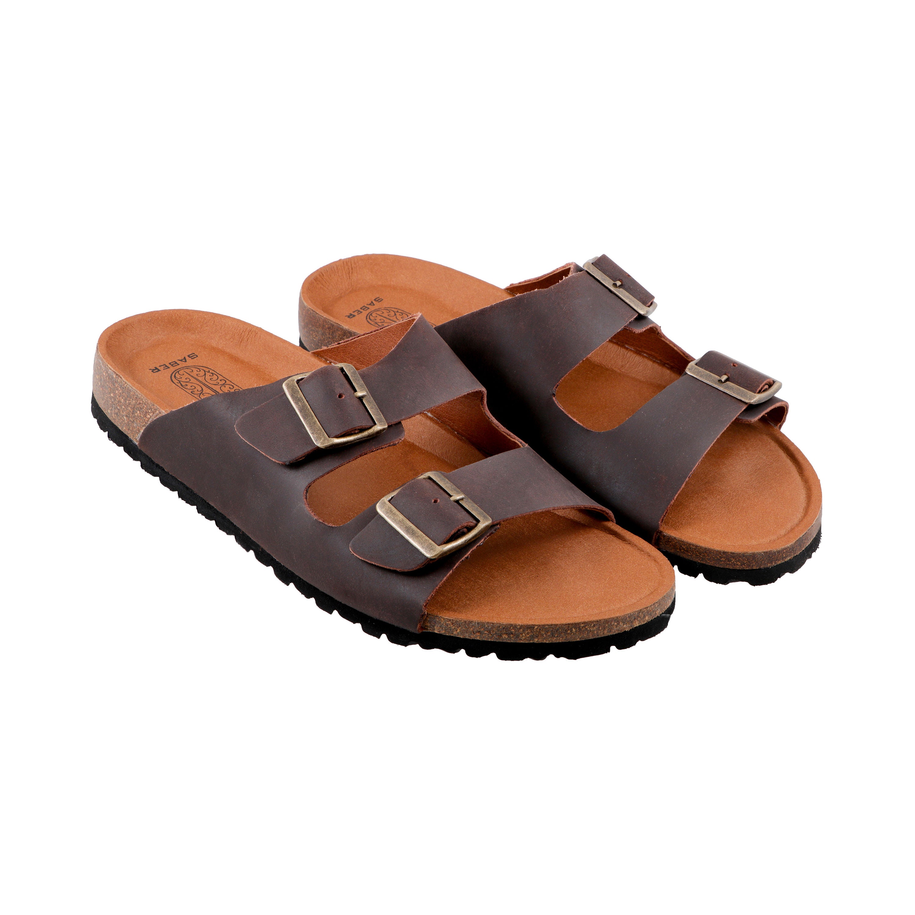 SABER BIRK -2 Men's Genuine Leather Sandals with Cork-Latex Footbed & EVA Sole