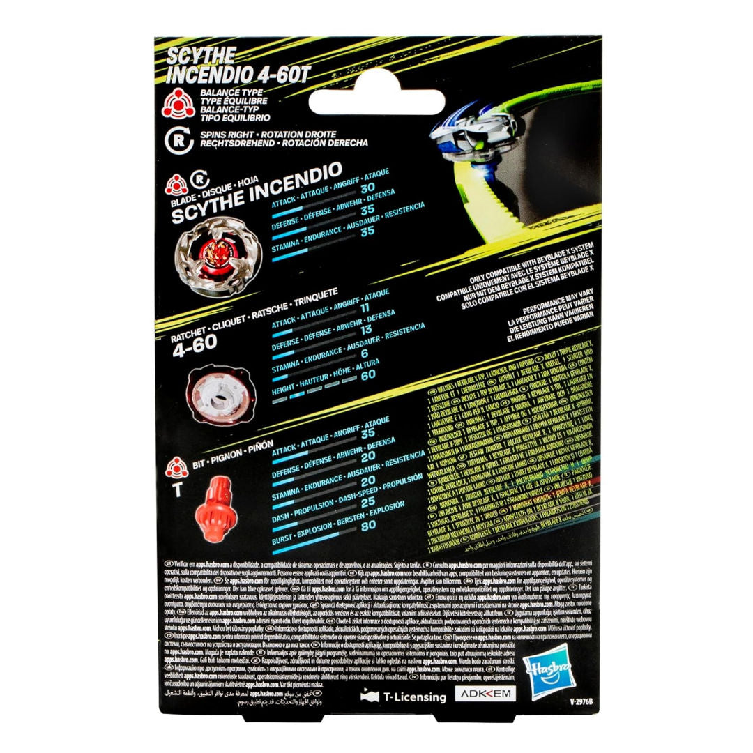 Beyblade X Scythe Incendio 4-60T Launcher Set, 8+ years