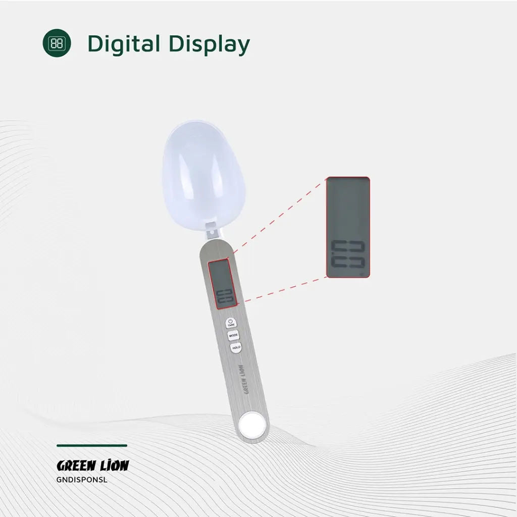 Green Lion Digital Spoon Scale, Precision Kitchen Measuring Spoon with LCD Display, Silver