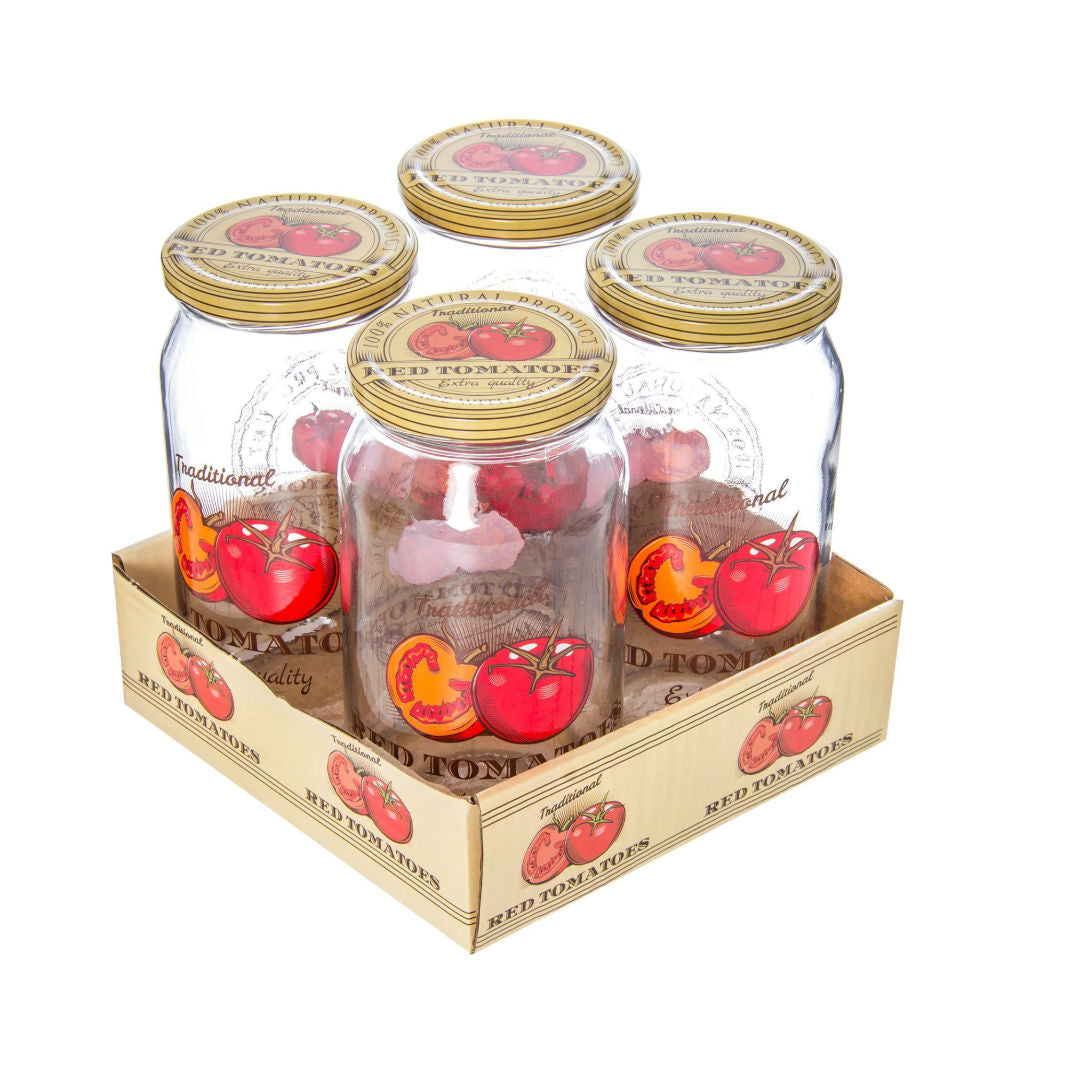 Herevin Glass Jar Set With Metal Lid, 4 Pieces