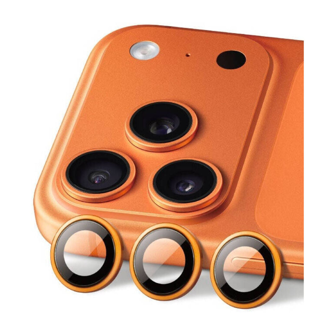 Blupebble Graphene Rock Series Camera Glass Lens Protector For iPhone 17 Pro & iPhone 17 Pro Max, 9H HD, Orange
