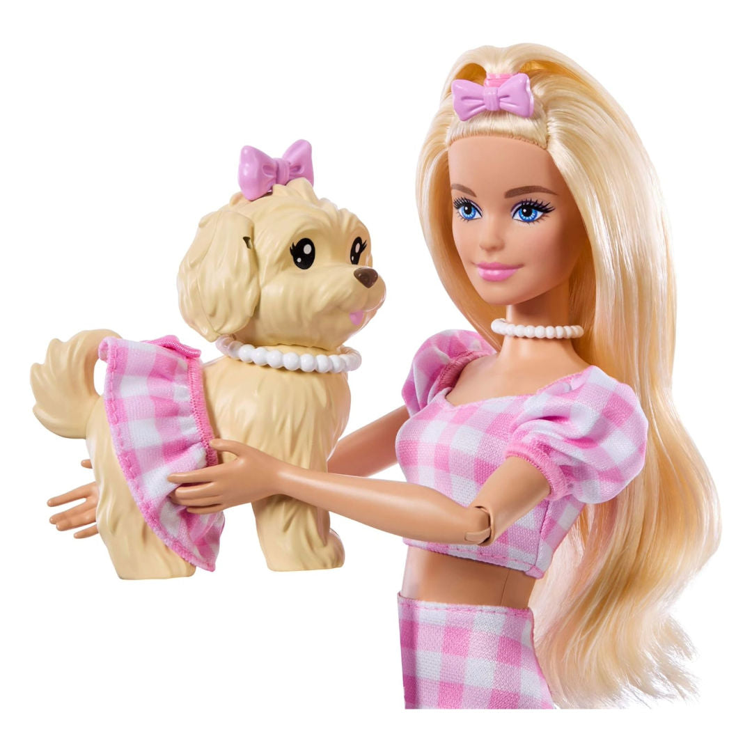 Barbie Twinning Looks, Blonde Doll With Pet Dog And Accessories