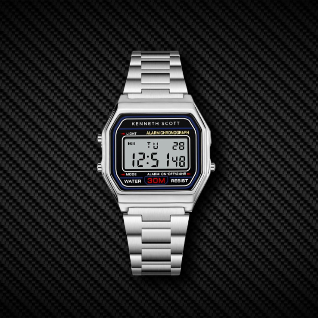 Kenneth Scott Men’s Digital Stainless Steel Watch, K25206 Series