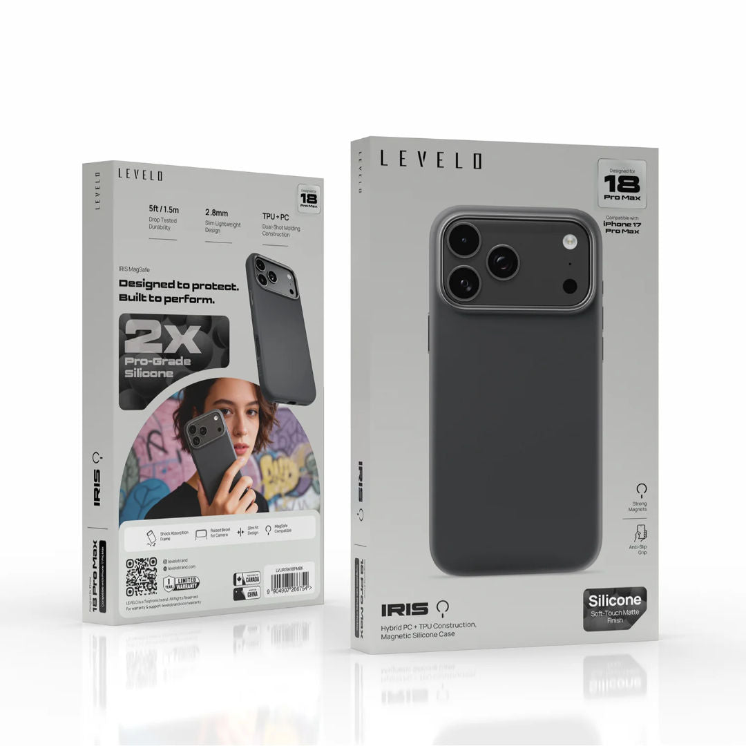 Levelo Iris MagSafe Magnetic Silicone Case For iPhone 18 Pro Max, Black
