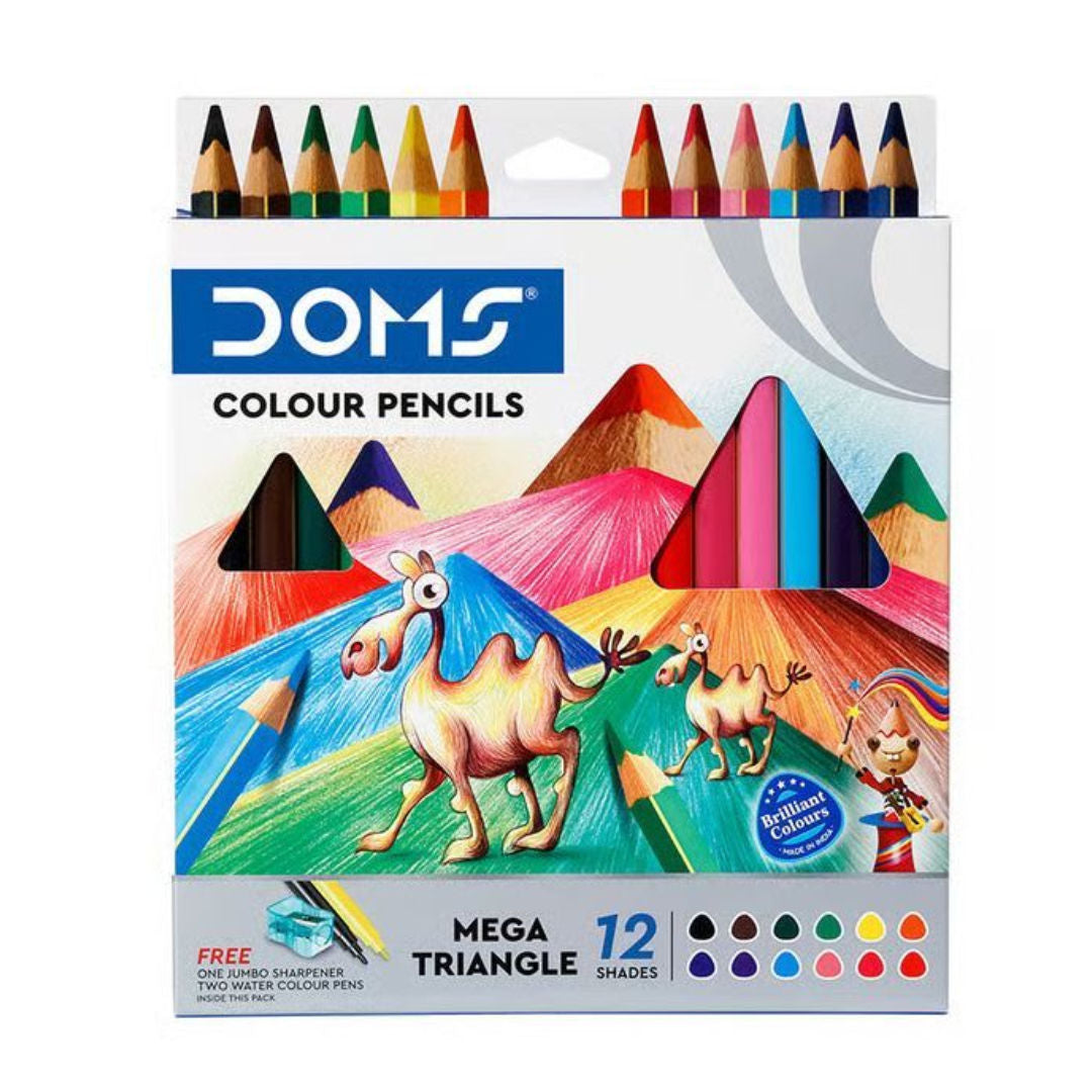 DOMS 12 Mega Triangle Colour Pencil Box