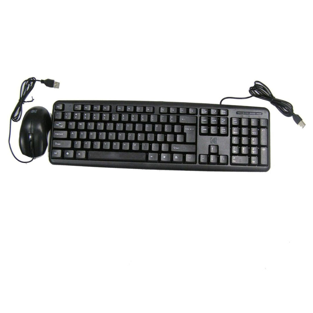 Kodak WKM-1201 Wired Combo Keyboard + Mouse, Black