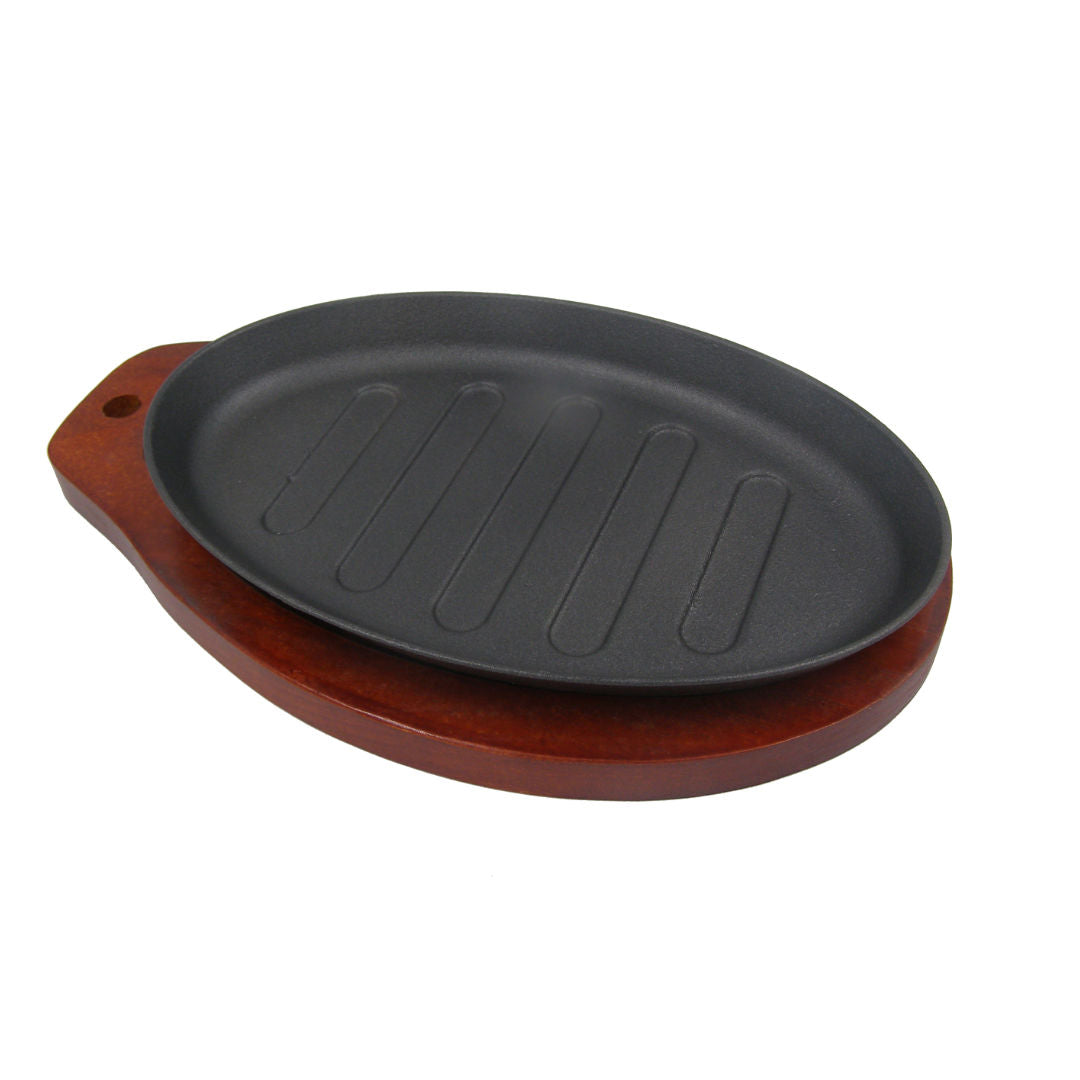 RSC 10.5 Inch, Oval Sizzler Plate With Wooden Base, Model P15-428
