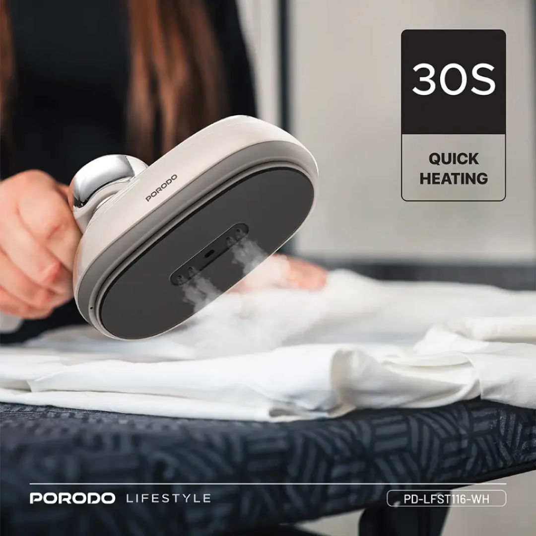 Porodo Lifestyle Retro Thermometer Steam & Heat Iron, White