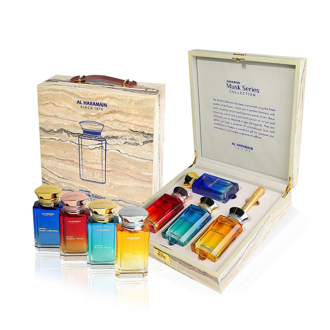 Al Haramain Musk Series Gift Set, 4 x 100ml Eau De Parfum, Premium Unisex Fragrance Collection