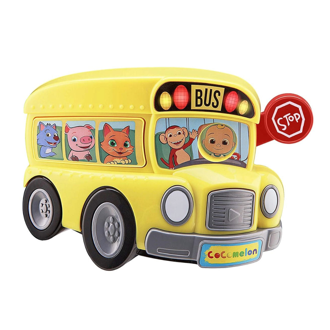 CoComelon Musical School Bus For Kids, Yellow Toy With Built-In Songs And Sound Effects, Flashing Lights