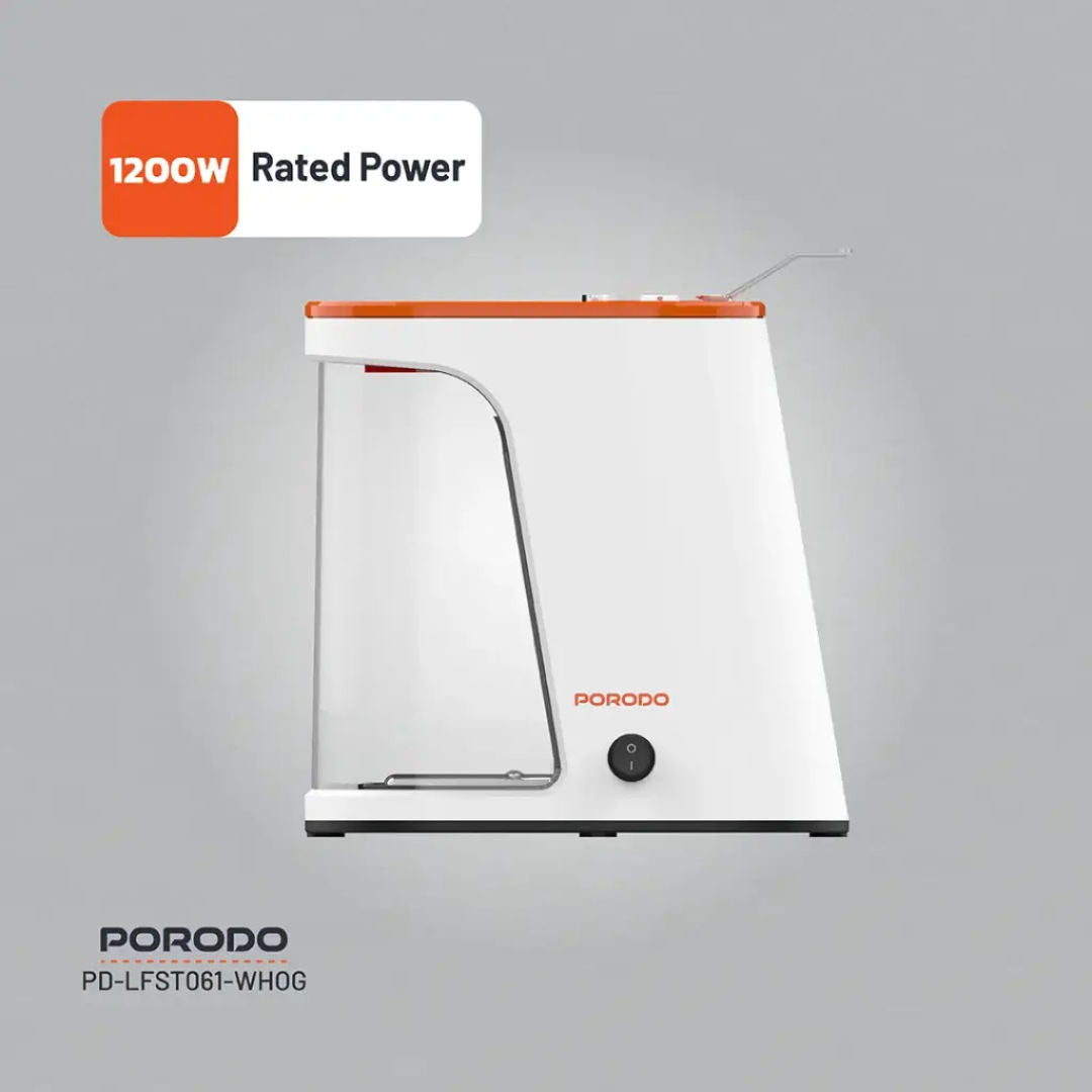 Porodo Lifestyle Air-Popped Popcorn Maker, White/Orange